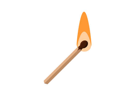 Burning matchstick. Simple flat illustration.のイラスト素材