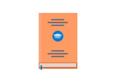 Covered thesis book. Top view. Simple flat illustrationのイラスト素材