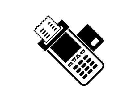 EDC machine with card inserted. Simple illustration in black and white.のイラスト素材