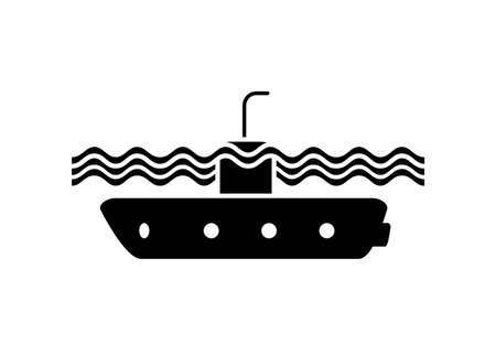 Submarine. Simple illustration in black and white.のイラスト素材