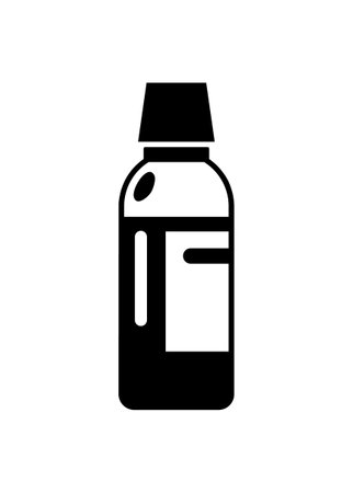 Syrup medicine bottle. Simple illustration in black and white.のイラスト素材