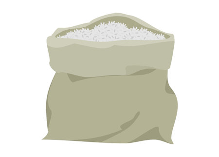 Opened rice bag. Simple flat illustration.のイラスト素材