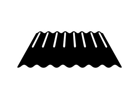 Corrugated tin sheet in perspective view. Simple illustration in black and white.のイラスト素材
