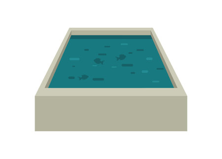 Concrete fish pool. Simple flat illustration.のイラスト素材