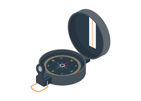Navigation compass in isometric view. Simple flat illustration.のイラスト素材