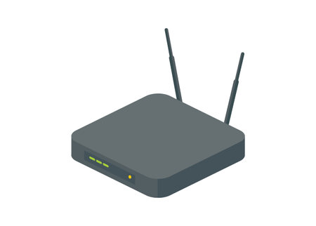 Wi fi modem. Simple flat illustration in isometric view.のイラスト素材