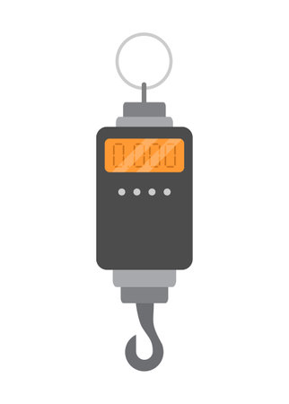 Digital hanging weight scale machine. Simple flat illustration.のイラスト素材