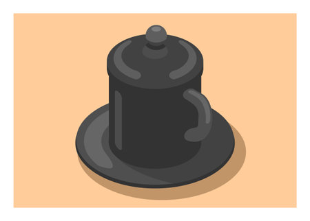 Tea cup with cap and lid. Simple flat illustrationのイラスト素材