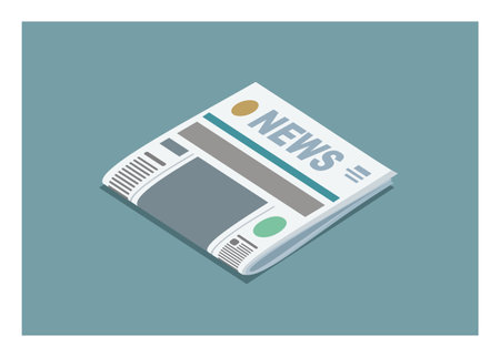 Folded newspaper in isometric view. Simple flat illustration.のイラスト素材