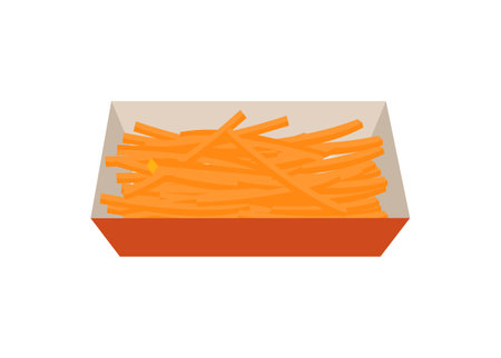 French fries in paper container. Simple flat illustration.のイラスト素材