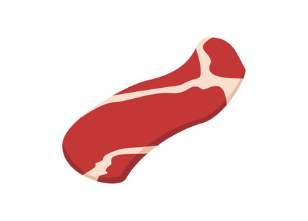 Beef bacon slice. Simple flat illustration.のイラスト素材