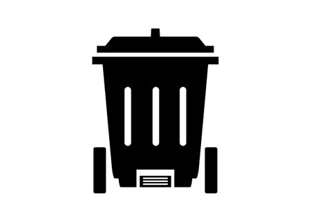 Wheeled trash bin with step pedal. Simple illustration in black and white.のイラスト素材
