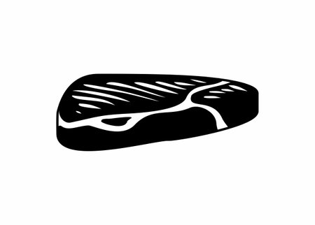 Fresh raw meat slice. Simple illustration in black and white.のイラスト素材