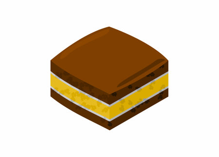 chocolate layered cake. Simple flat illustration in isometric view.のイラスト素材