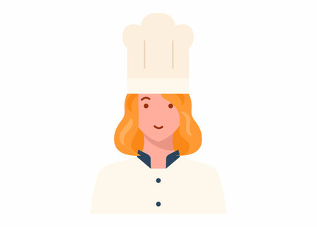 Female chef figure. Simple flat illustration.のイラスト素材