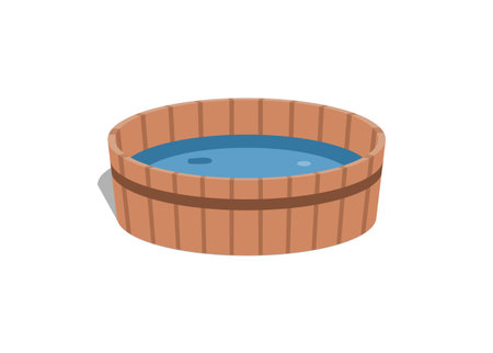 Wooden water tub. Simple flat illustration.のイラスト素材