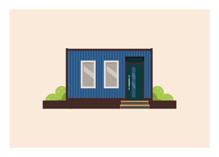 Small container house. Simple flat illustration.のイラスト素材