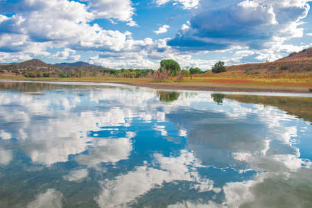Beautiful landscape of mountian lakeの写真素材