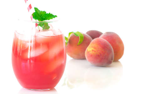 Freshly squeezed peach juice  high vitamins and minerals. A drink for health.の写真素材