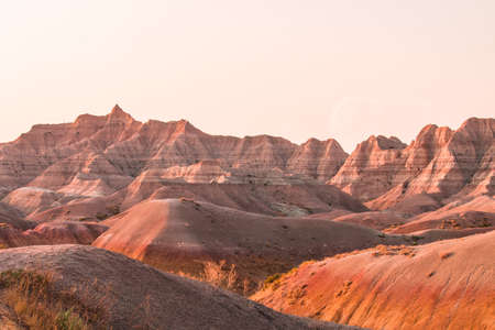 Scenic view  at sunset in Badlands National Park.の写真素材
