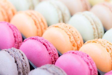 Colorful french macaroon cake in the box.の写真素材
