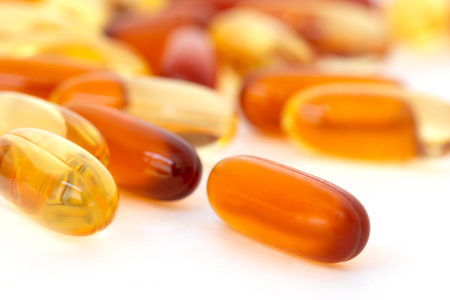 Vitamins and Healthy Supplements on white backgroundの写真素材