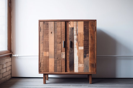 Wooden cabinet in the room. Furniture and interior design.の素材