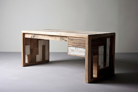 Wooden table in the interior of the room. Modern furniture.の素材