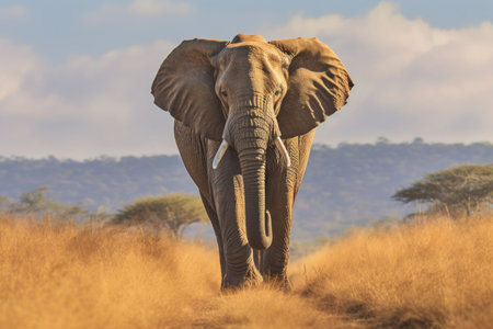 Elephant in the savannah of Amboseli National Park in Kenyaの素材