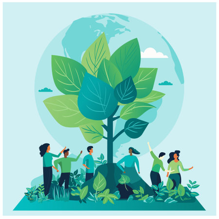 Flat design vector illustration concept of environment protection, save the planet.のイラスト素材