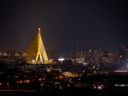 Golden Rama Xiii Bridge in The Nighttime