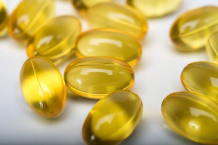 Fish oil with white backgroundの写真素材