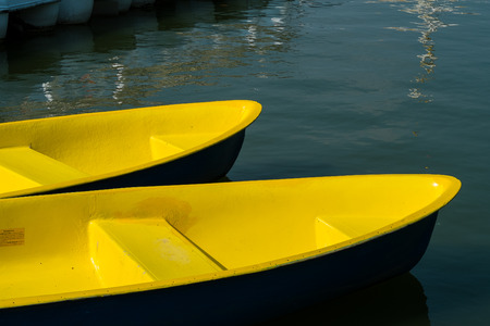 The yellow boats in my lakeの写真素材
