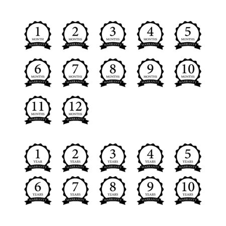 Set of month and year warranty icon.のイラスト素材