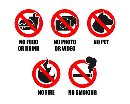 Set of prohibited sign with annotation.のイラスト素材