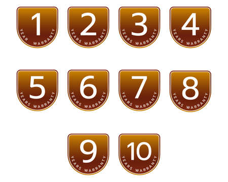 Set of 10 years warranty logo, minimal style.のイラスト素材