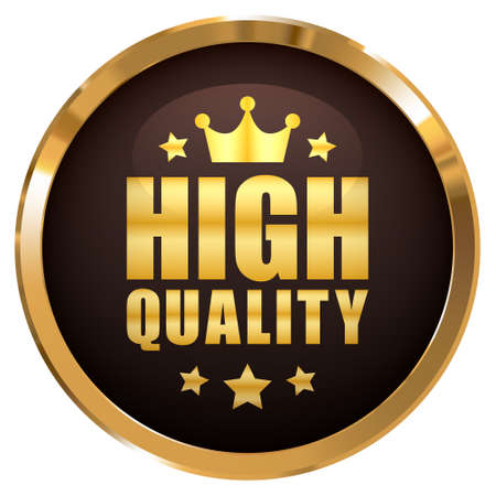 High quality badge with crown and 5 stars gold glossy metallicのイラスト素材