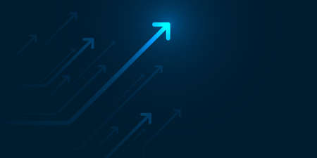 Up light arrow on dark blue background with copy space business growth conceptのイラスト素材