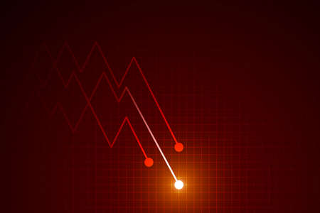 Light down arrow on dark red background economic crisis chart concept copy spaceのイラスト素材
