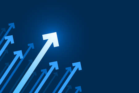 Up light arrow on dark blue background with copy space business growth concept