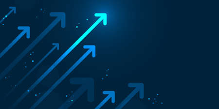 Up light arrow on dark blue background with copy space business growth conceptのイラスト素材