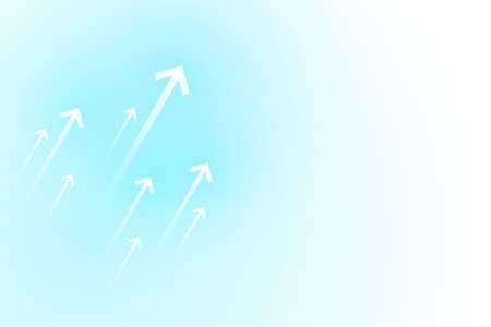 Up arrows on white background illustration, copy space composition, business grow concept.のイラスト素材