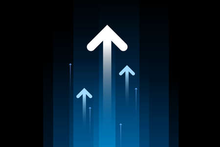 Up light arrow on dark blue background with copy space business growth conceptのイラスト素材