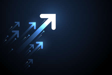 Up light arrow on dark blue background with copy space business growth conceptのイラスト素材