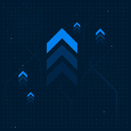 Light arrow up on grid dark background illustration copy space digital growth concept