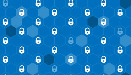 Lock hexagon seamless pattern, security wallpaper, digital data concept.