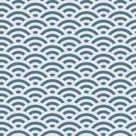 Art deco seamless pattern vector Blue Japan scales fish wave lines repeatable pattern on white backgroundのイラスト素材