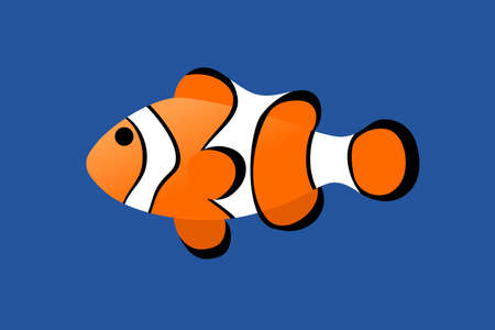 Clownfish minimal cartoon style on blue water.のイラスト素材