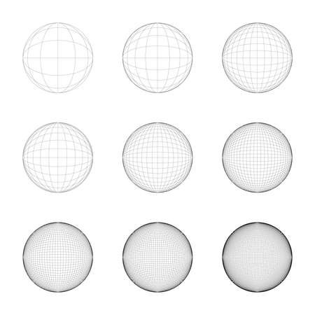 Sphere grid face resolution set, precise symmetry, stroke editable.のイラスト素材