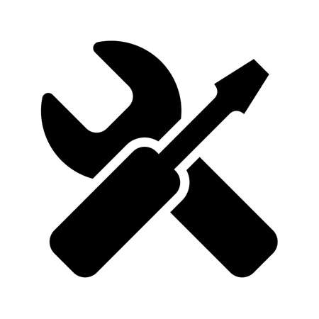 Maintenance icon, cross of screwdriver and wrench, minimal designのイラスト素材